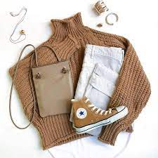 h mのチャンキーニット これ今大人気なんだよって 私の服好きを知ってる 仲良しの親戚がオソロで 私にも白とブラウンをプレゼントしてくれた その子にコーデ教えてって言われて組んでみた 中にまたaton ロングt 昨日postしたパンツに 脱色コンバー