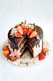 Italian fruit cake with any cream traditional sponge cake with strawberries, peaches and fresh whipped cream. Chocolate Strawberry Cake Chocolate Cake With Strawberry Filling Supergolden Bakes