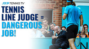 Novak djokovic checks on the line judge he hit with a tennis ball during his match sunday. Being A Tennis Line Judge Is Dangerous Youtube