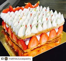 Repost Matthieulucaspastry Mille Feuilles Fraises Chantilly Vanille Pate Feuillete Caramelisee Confit D Mille Feuille Fraise Basilic Citron Mille Feuilles