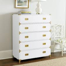 The drawer slides are made of metal and include dampers and catch. Charlotte Gold Brackets Tall White 5 Drawer Chest