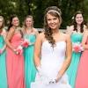 Coral wedding bouquets and boutonnieres. 3