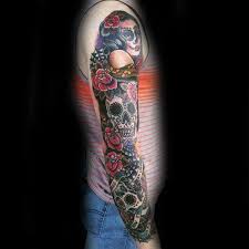 Sugar skull tattoos are also often paired with various imagery. 100 Sugar Skull Tattoo Designs For Men Cool Calavera Ink Ideas