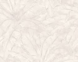 Papier peint feuilles dessinées blanc et or de esta home. Livingwalls Papier Peint Jungle Argent Blanc Gris Metallique 369274