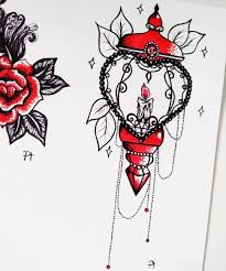 Lantern Candle Art Drawing Rose Black Ink Dotwork Tattoo Idea Red Illustration Elegant Gems Candle Tattoo Pen Art Drawings