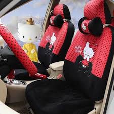 Hello Kitty 18pcs Red Black Winter Comfortable Universal Car Seat Covers Car Steering Wheel Cover Hello Kitty Car Accessories Hello Kitty Car Hello Kitty