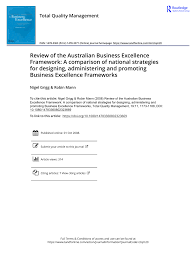 Pdf Review Of The Australian Business Excellence Framework A Comparison Of National Strategies For Designing Administering And Promoting Business Excellence Frameworks