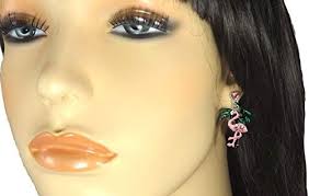 DianaL Boutique Pink Flamingo and Palm Tree Earrings Post Rhinestone  Crystal Enamel Gift Boxed : Amazon.com.au: Clothing, Shoes & Accessories