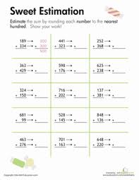 Rounding Sweet Estimation Worksheet Education Com Third Grade Math Worksheets Third Grade Math 3rd Grade Math