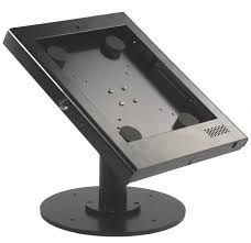 Ipad Counter Stand W Locking Enclosure Tilting Bracket Black Tablet Stand Design Ipad Counter Stand Kiosk Design