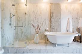 Love our royale shower wall surround in calacatta white! Choosing Tile For Your Bathroom Read This Decorating Lonny