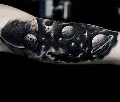 Dotted galactic black and white illustrations by petra kostova | the creative blog petra kostova is a slovakian graphic designer and illustrator based in copenhagen who runs the project pet & dot. 75 Universe Tattoo Designs For Men Matter And Space Universe Tattoo Space Tattoo Sleeve Tattoo Designs Men