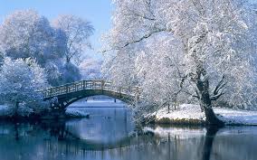 Winter Landschap Met Water En Brug Achtergrond Wallpapers Landschap Winters Tafereel Landschappen