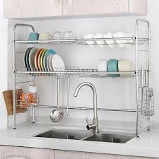 Dish Rack 2 Tier Double Slot Stainless Steel Dry Shelf Kitchen Cutlery Holder Kitchendecoration Drying Rack Kitchen Kitchen Rack Kitchen Cutlery