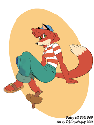 171859 - safe, artist:djcoyoteguy, giulia marcovaldo (luca), oc, oc:patty  (fox-popvli), canine, fox, mammal, red fox, anthro, disney, luca (pixar),  pixar, 2021, 2d, barefoot, breasts, butt, cap, clothes, cosplay, cute