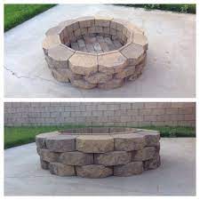Diy Fire Pit 36 Retaining Wall Bricks Home Depot Layered Inside With Red Bricks From Yard Very Quick And S Fire Pit Decor Fire Pit Backyard Brick Fire Pit