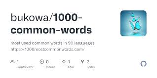 Selain itu, memasangnya pun sangat mudah. 1000 Common Words All Txt At Master Bukowa 1000 Common Words Github