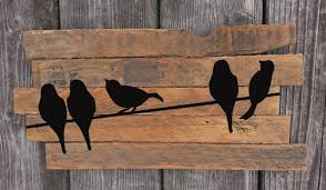 Diy Birds On A Wire Painting Birds On A Wire Painting On Reclaimed Wood Sign Blackbird Etsy In 2020 Rustic Wall Art Wood Craft Patterns Painting Wood Paneling