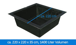 Das becken hat eine betonierte bodenplatte und ist. Gfk Teichbecken Wasserbecken Quadratisch 220 X 220 X 35 Cm 1400 Liter Slink Ideen Mit Wasser