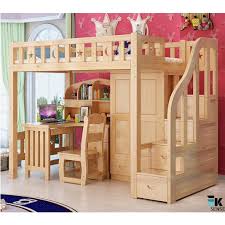 A loft bed is perfect for creating an ideal sleep and work situation, because they make the most of small spaces in style. Solid Wood Elevated Loft Bed Frame Children Table Wardrobe 1 Mth Pre Order Shopee Malaysia