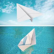 Origami Paper Boat And Plane Collection 3d Model