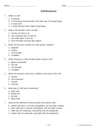 Cell Structure Grade 4 Free Printable Tests And Worksheets Cell Structure Cell Theory Help Teaching