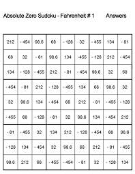 absolute zero sudoku fahrenheit puzzle 1 answers