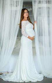 The Billionaire Want Me Completed Pregnant Wedding Dress Lace Maternity Gown Pregnant Wedding