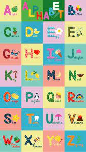 Children who already have a solid underst. English Alphabet For Children Education Whole Alphabet With Words In Uppercase Cute Kids Colorful Abc Alphabet In Cartoon Style Flashcard For Learning English Vocabulary Raster Illustration Stock Photo Picture And Royalty Free