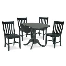 Browse great deals & a large selection online today!. International Concepts Brynwood 5 Piece 42 In Black Round Drop Leaf Wood Dining Set With Cafe Chairs K46 42dp C61p 2 The Home Depot