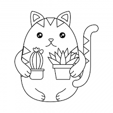 Gatos Kawaii Para Colorear