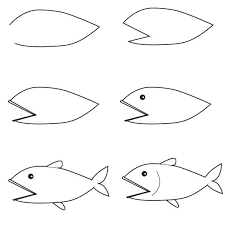 How To Draw Simple Learn How To Draw A Fish With Simple Step By Step Instructions Fish Drawing For Kids Drawn Fish Fish Drawings