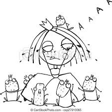 Printable sad cry emoji coloring page. Princess Crying And Many Prince Frogs Coloring Page Outline Drawing Fun Childish Hand Drawn Outline Illustration For Kids Canstock