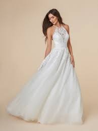 Lace Halter Tulle A Line Wedding Dress Moonlight Tango T851 Top Wedding Dresses Drop Waist Wedding Dress Halter Top Wedding Dress