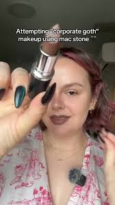 Trying mac stone lipstick AGAIN but trying to keep it cute and spooky 🦇 ,  🖤 @maccosmetics ‘stone’ lipstick and liner, 🖤 @maccosmetics color excess  gel pencil in ‘black’, 🖤 makeupbymario master mattes ...