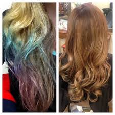 How To Remove A Blue And Purple Dip Dye Hair Dye Removal Dyed Hair Blue Balayage Hair Purple