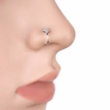 1 piece small thin rhinestone crystals flower fake septum nose piercing stud nose ring stud nose ring jewelry nose piercing jewelry