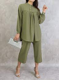 Maybe you would like to learn more about one of these? Ensemble Casual Chic Pour Femme Deux Pieces Tunique Et Pantalon Couleur Vert Kaki Pret A Porter Et Accessoires