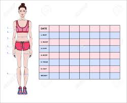 Simple as it may seem, a printable liquid conversion chart can help maintain your workflow. Measurement Chart Of The Body Parameters For Sport And Diet Effect Tracking Blank Weight Loss Table Layout Chest Waist Hips Arms Thighs Measurements Recording Vector Illustration Royalty Free Cliparts Vectors And Stock