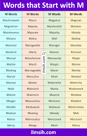 Words that Start with M in English with Pictures - ilmish