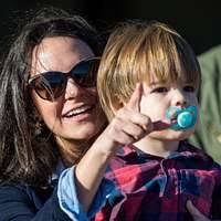 Tina Salas and her son Deklan, 2, play together during
