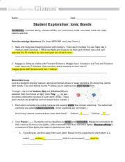 Grade 9 science 5/5 questions & answers 1. Iv 1 C Gizmo Ionic Bonds 1 Docx Iv 1 C Ionic Bonds Lab Activity Name Vocabulary Chemical Family Electron Affinity Ion Ionic Bond Metal Nonmetal Course Hero