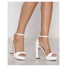 See more ideas about high heels, heels, white high heels. Custom Made White Chunky Heel Platform Ankle Strap Sandals For Date Fsj