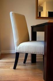 So Proud Of My Little Upholstery Project Nailhead Parsons Chairs Makeover Dining Chair Upholstery Dining Chair Makeover Nailhead Chair