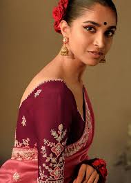 Pink Embroidered Saree In Art Silk 5883SR08