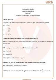 Important Questions For Cbse Class 11 Physics Chapter 7 Systems Of Particles And Rotational Motion This Or That Questions Physics Tuition