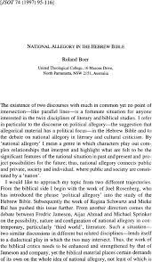 National Allegory in the Hebrew Bible - Roland Boer, 1997