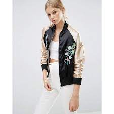 Brave Soul Embroidered Bomber Jacket 36 Liked On Polyvore Featuring Outerwear Jackets Blackp With Images Embroidered Bomber Jacket Bomber Jacket Autumn Jacket Women