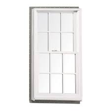 andersen 37 625 in x 56 875 in 400 series tilt wash double hung wood window with white exterior and colonial grilles