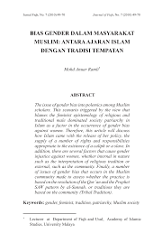 Ujian keperempuanan by aishah sofea : Pdf Bias Gender Dalam Masyarakat Muslim Antara Ajaran Islam Dengan Tradisi Tempatan
